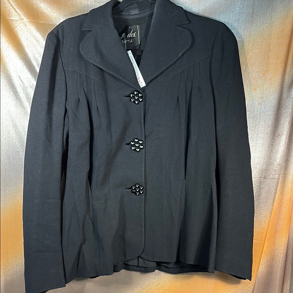 Vintage 40’s huge lucite buttons rare medium Black Women's Blazer H1